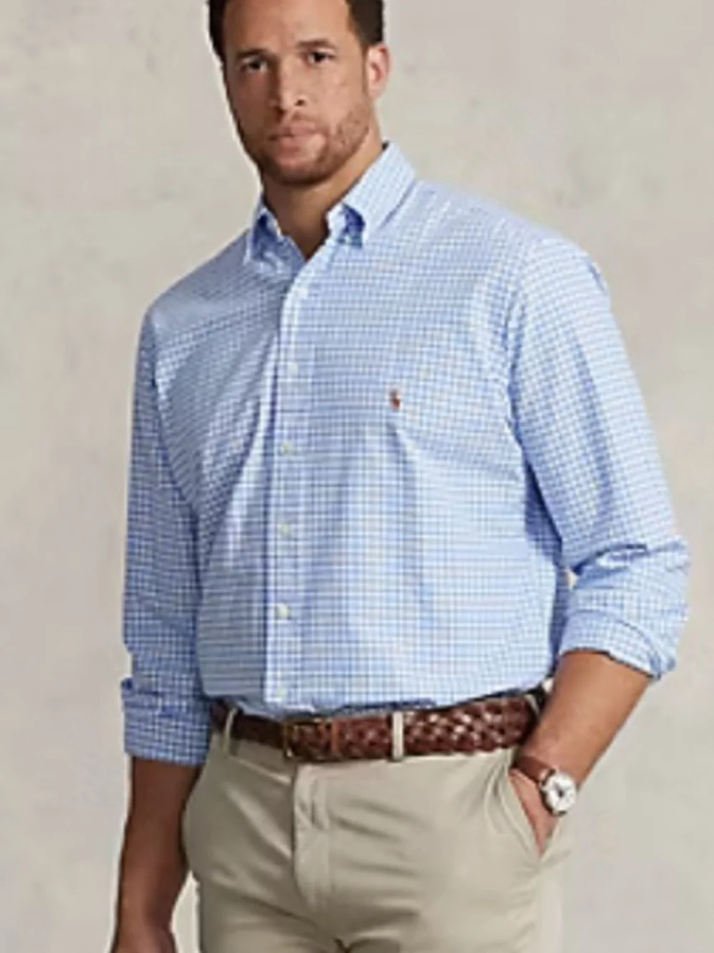 NWT polo Ralph Lauren Gingham Oxford Shirt blue white size XLT